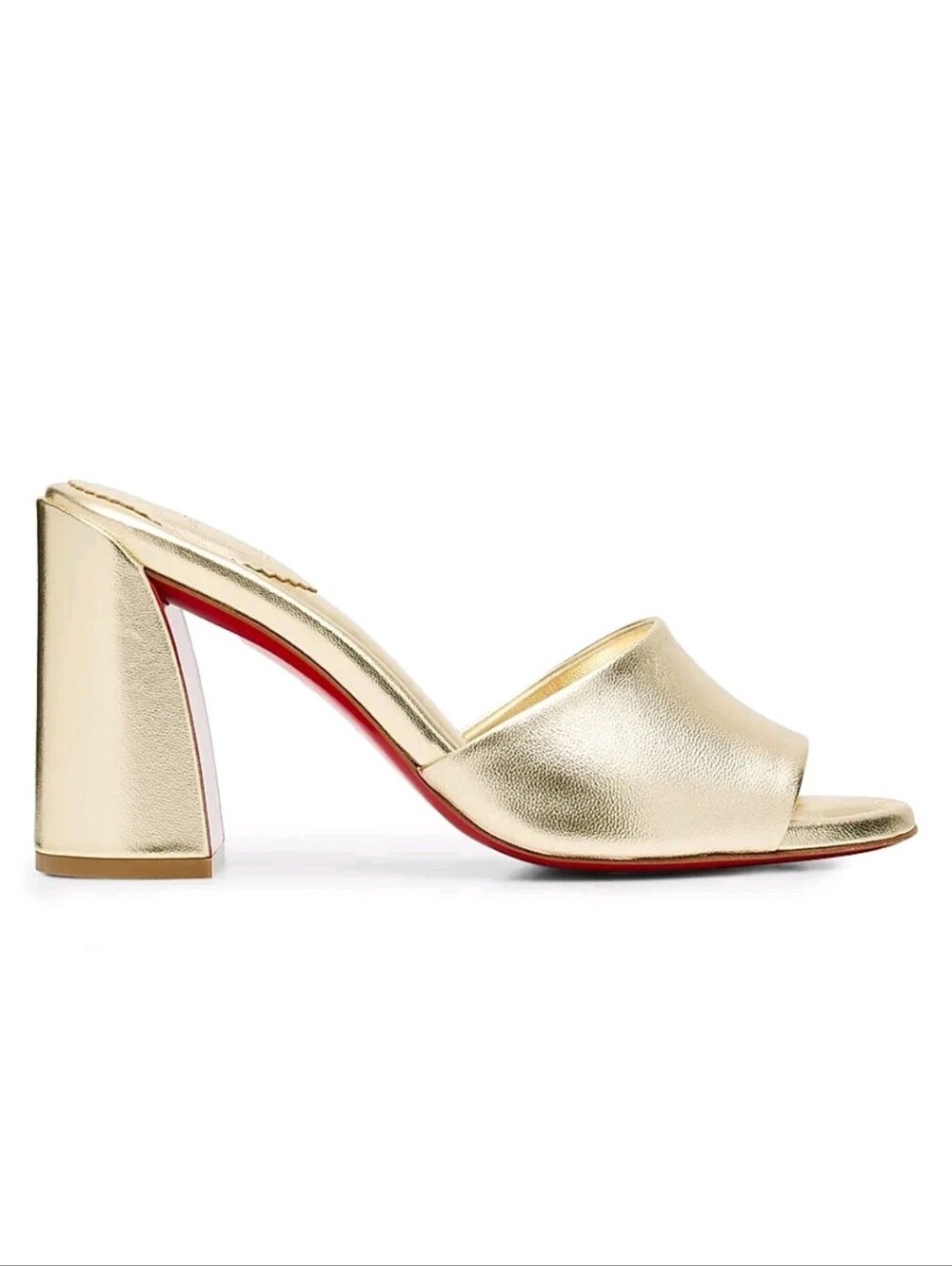 $995 Christian Louboutin JANE MULE 85 Leather Gold Sandals EU 38.5 US 8.5 BNIB